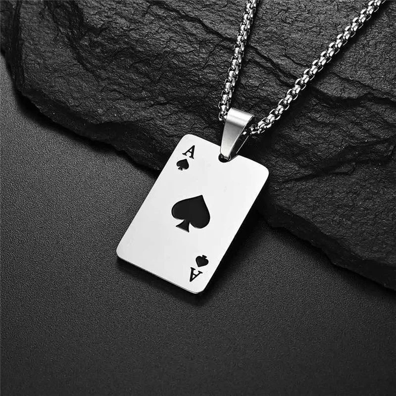 2Piece Poker Card Ace of Spades Necklace