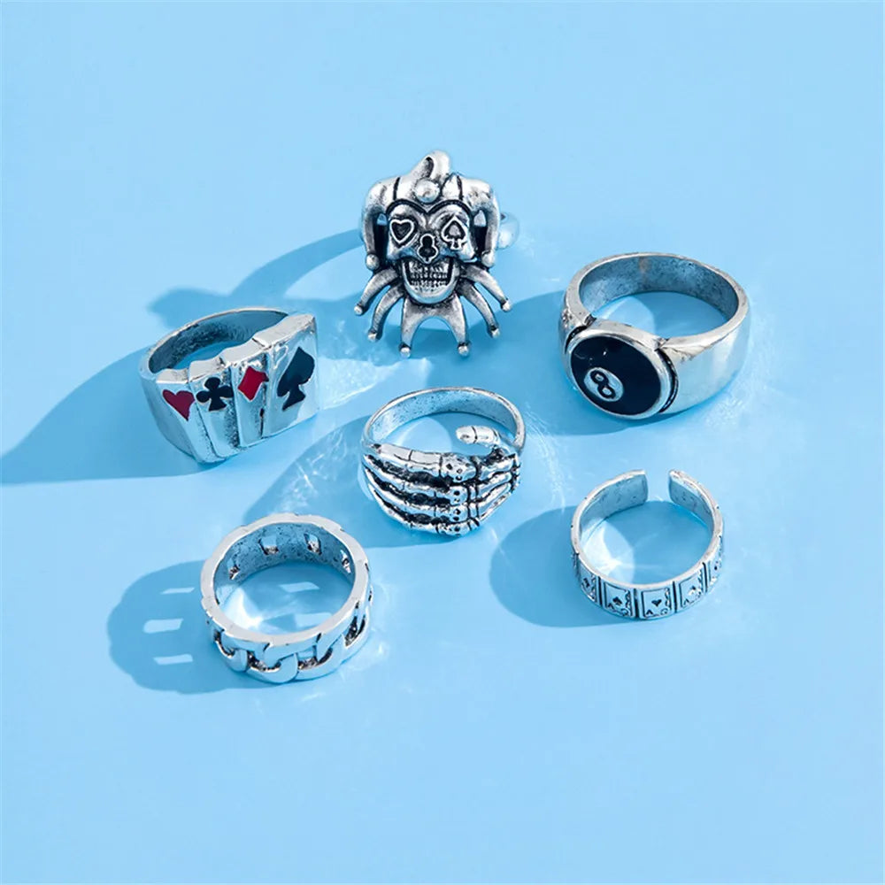 6Pcs Poker Rings for Men