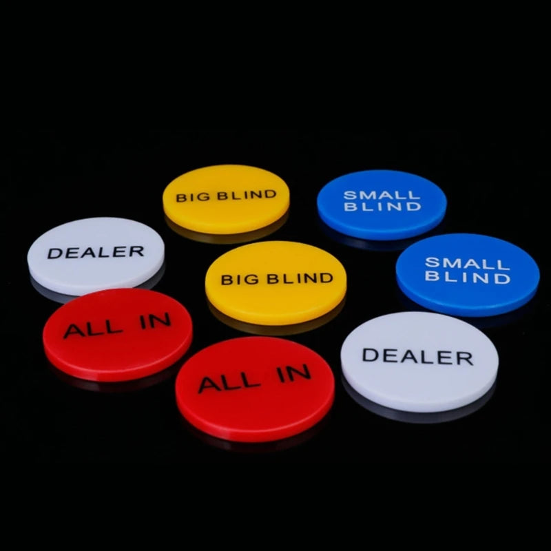 Essential Poker Chips, Big Blind, Dealer, Small Blind, ALL IN