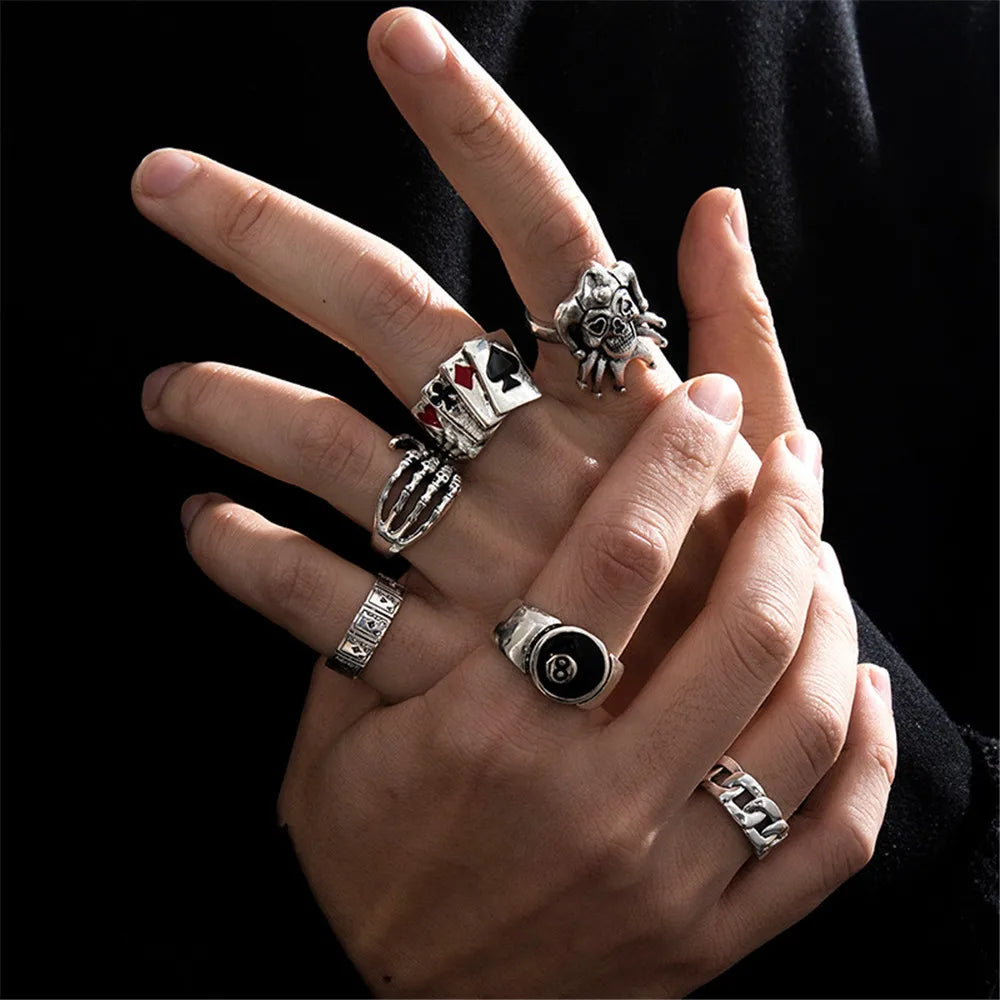 6Pcs Poker Rings for Men