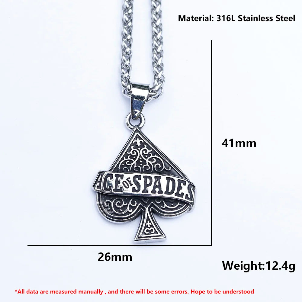 Poker Ace of Spades Pendance Necklace