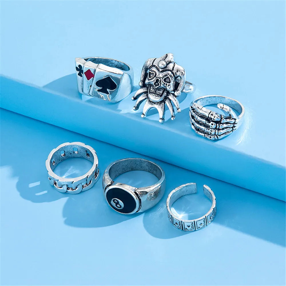 6Pcs Poker Rings for Men