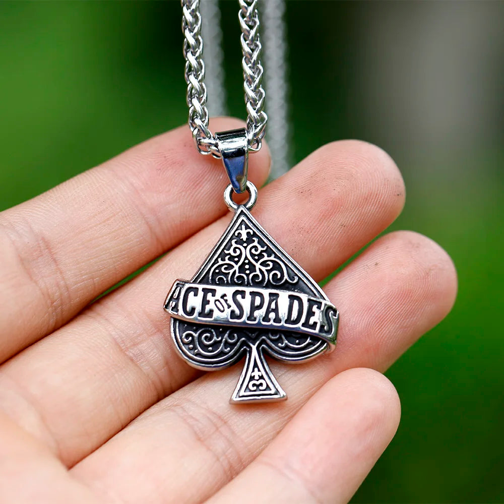 Poker Ace of Spades Pendance Necklace