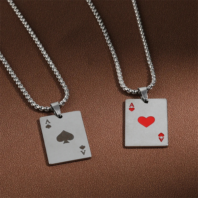 2Piece Poker Card Ace of Spades Necklace