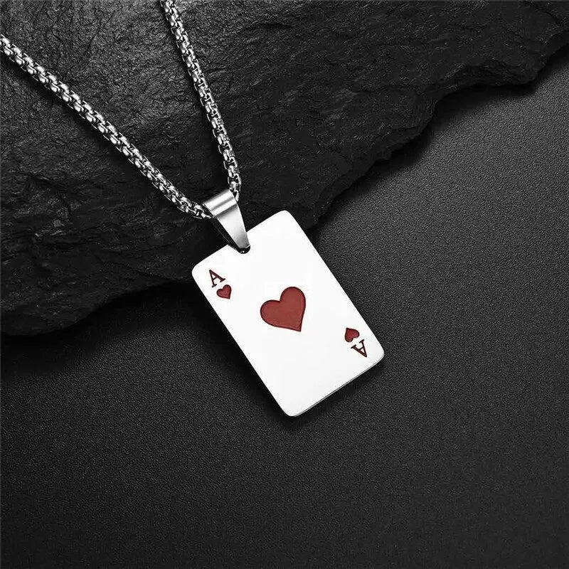 2Piece Poker Card Ace of Spades Necklace