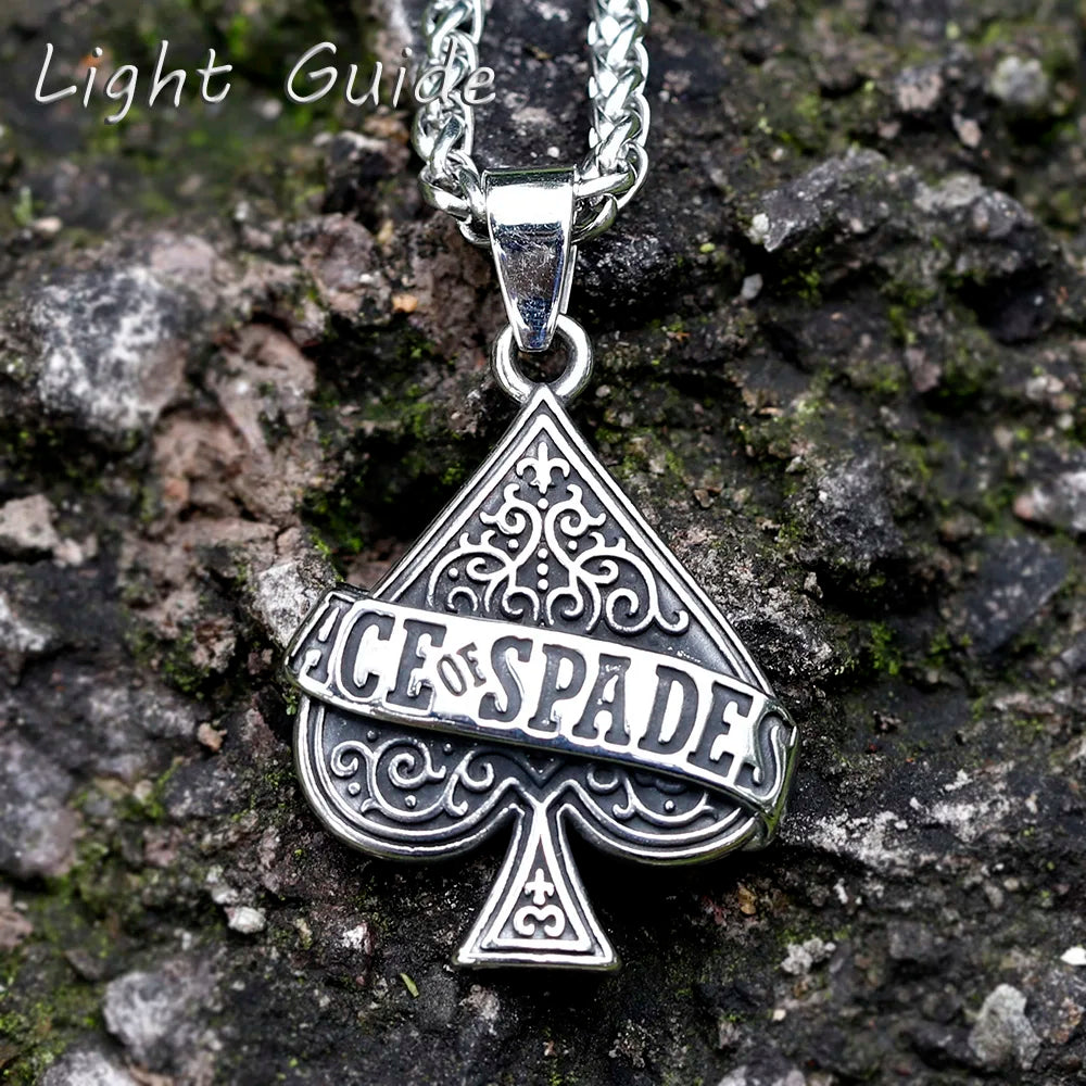 Poker Ace of Spades Pendance Necklace