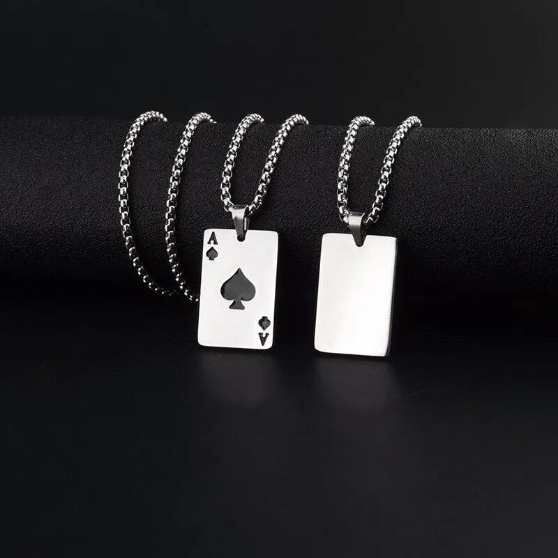 2Piece Poker Card Ace of Spades Necklace