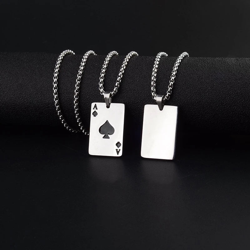 2Piece Poker Card Ace of Spades Necklace