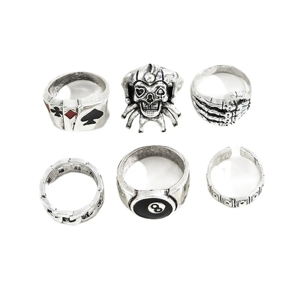 6Pcs Poker Rings for Men