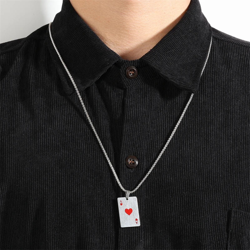 2Piece Poker Card Ace of Spades Necklace