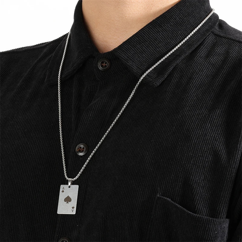 2Piece Poker Card Ace of Spades Necklace