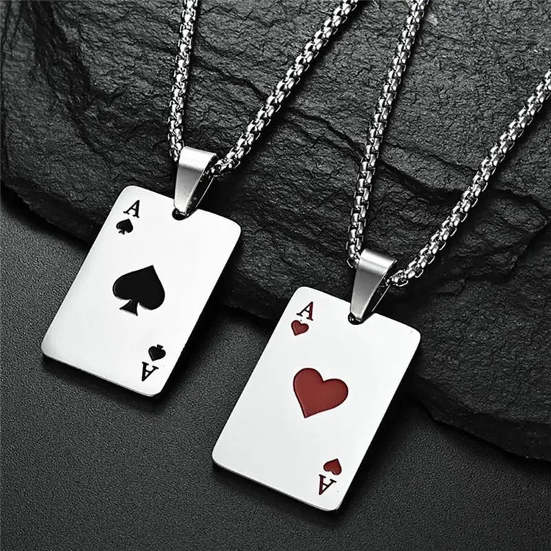 2Piece Poker Card Ace of Spades Necklace